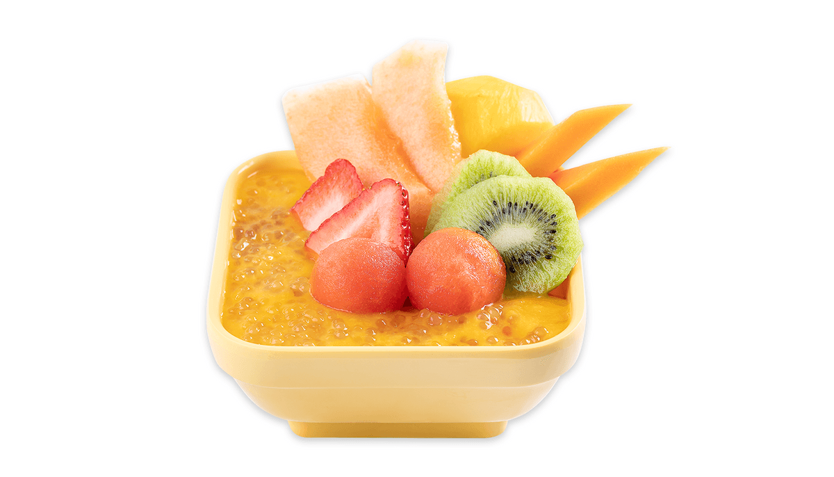 Mixed Fruits Sago with Mango Juice - 鲜杂果西米露(芒果汁底)
