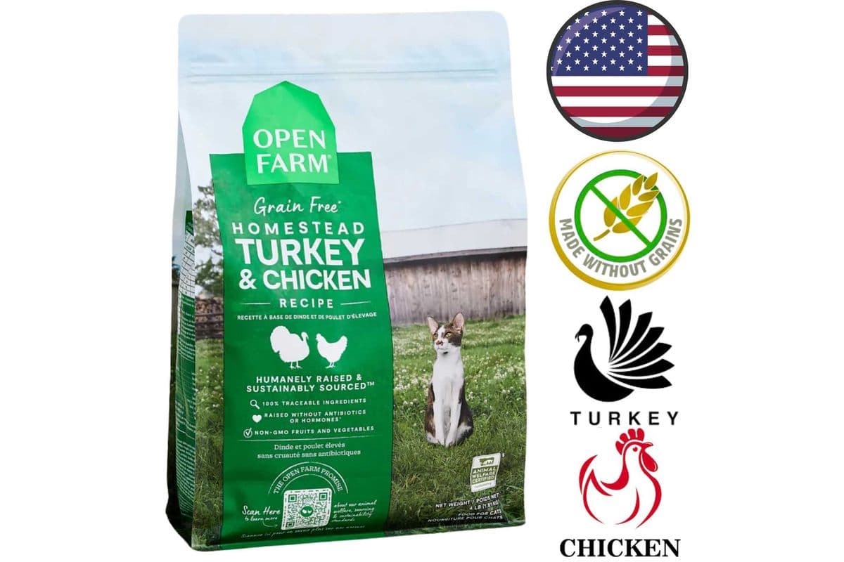 Open Farm - Grain Free Turkey & Chicken Dry Cat Food - 4 lb