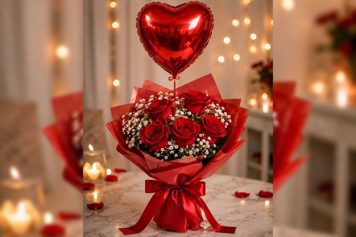 Red Rose bouquet with heart