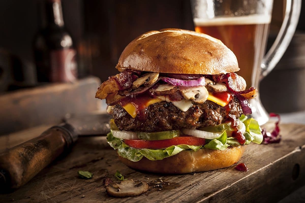 In house Signature Burger with fries