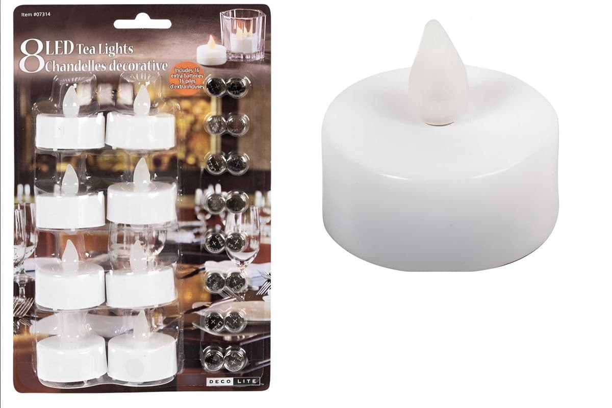 Led Tealight 8pk with 16 Batteries, CTG 07314