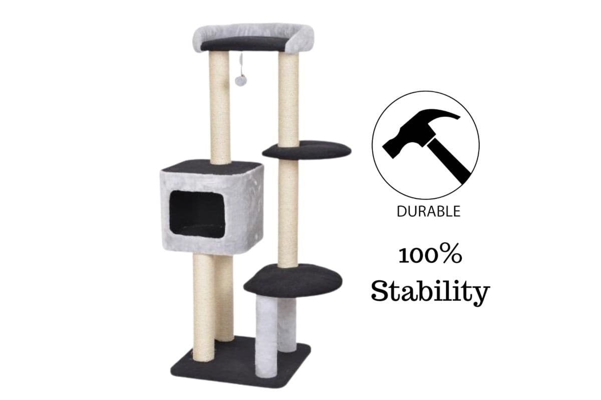 BuD'z - Cat Tree Cavell 4 Levels With Deluxe Condo Grey Cat