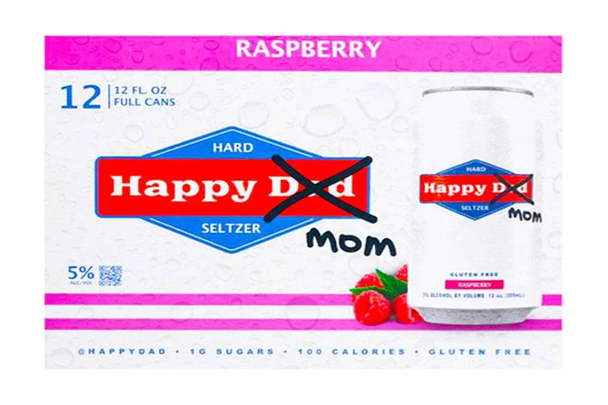 HAPPY DAD MOM HARD SELTZER RASPBERRY 12 CANS (NEW ITEM) (12 x 355 ML)