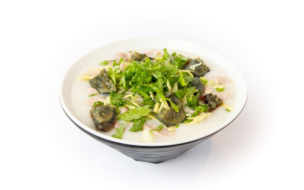 C9 Shredded Pork and Gold Preserved Egg Congee (皮蛋瘦肉粥)