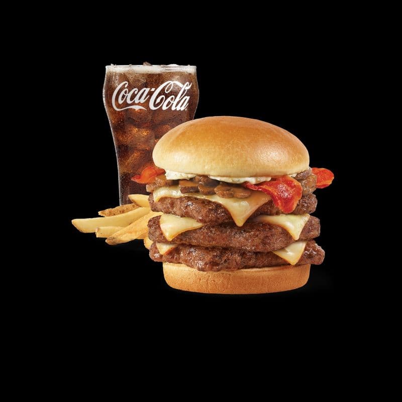 Garlic Mushroom Bacon Triple Cheeseburger Combo