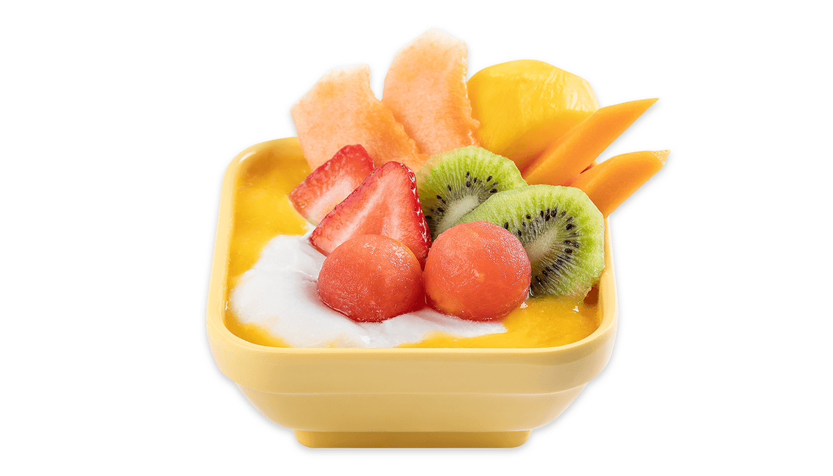 Mix Fruits Tofu Pudding with Mango Juice - 鲜杂果豆腐花(芒果汁底)