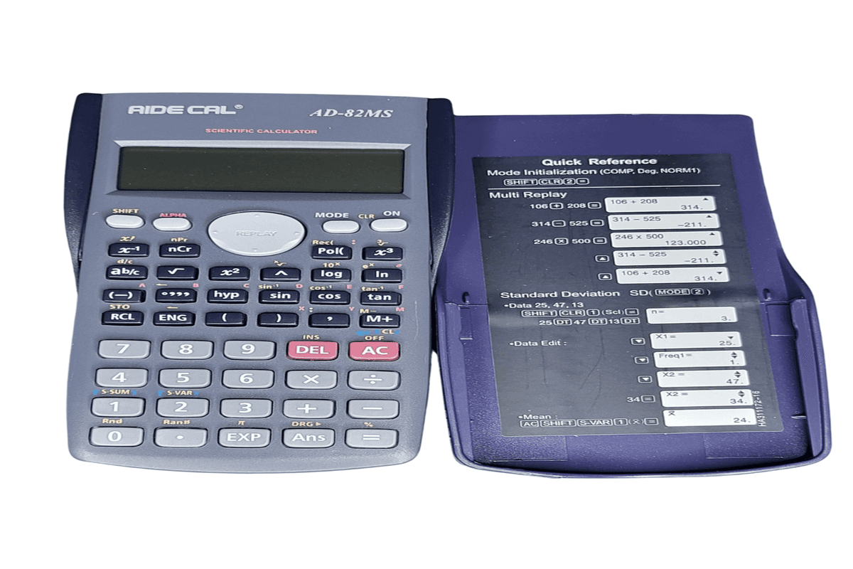 82Ms-A Scientific Calculator, Battery-Powered with 2-Line Display