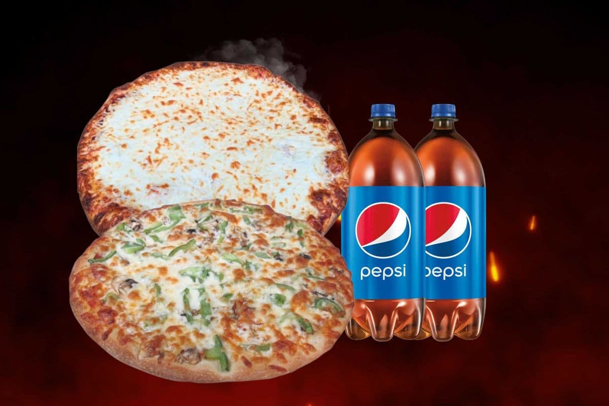Two Large Two-Topping Pizzas with Two Drinks