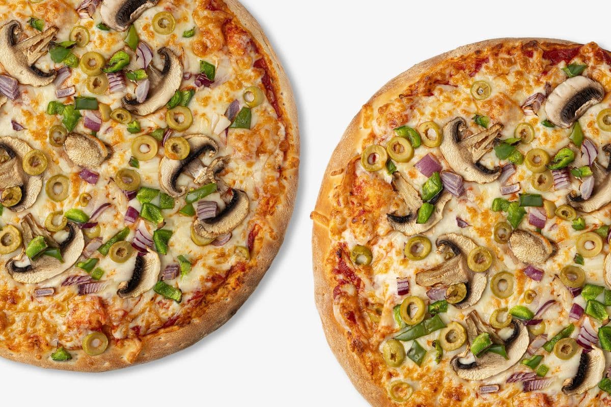 Two Vegetarian Pizzas