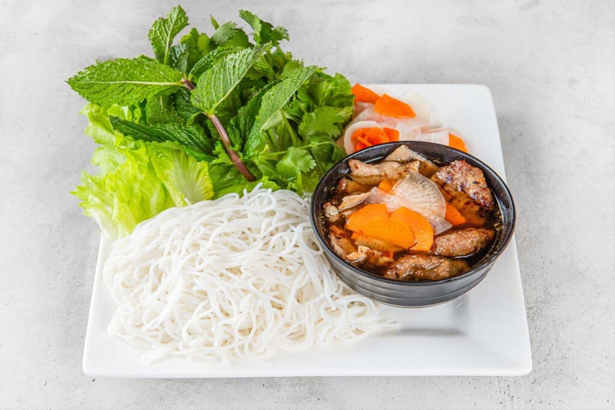 117. Hanoi - Style Vermicelli, Grilled Pork, and Pork Cake with Vermicelli (Bún Chả Hà Nội)