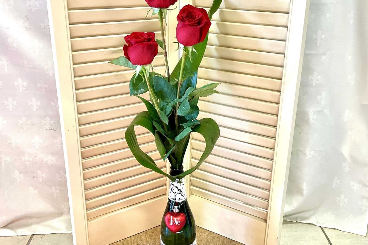 Rose Trio with Roses in Red, Pink, White, Yellow, Purple, Orange, 2 tone pink/orange