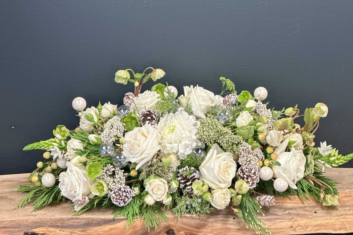 Elegant Winter Frost long Centerpiece