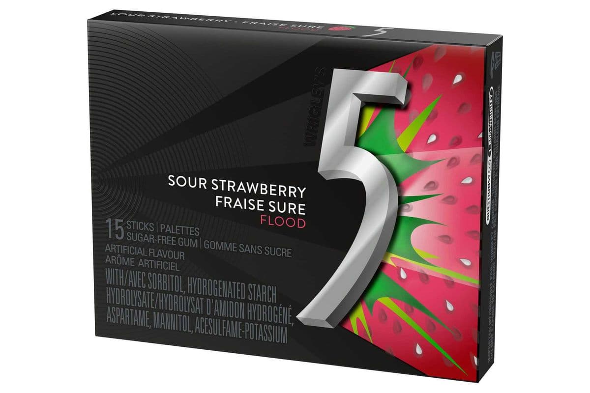 Five Gum - Sour Strawberry (15 Sticks) (5 Cal)