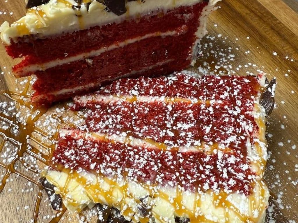 Raspberry Caramel Red Velvet Cake