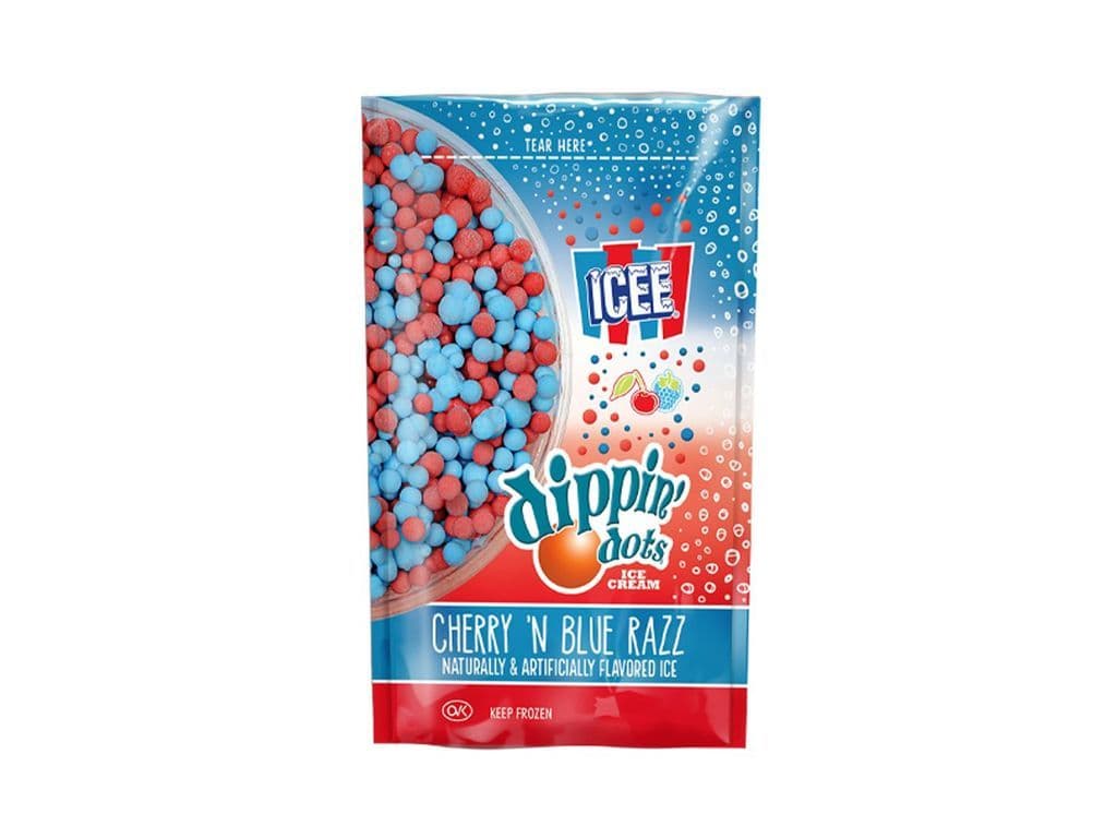 Dippin Dots Ice Cream Cherry and Blue Razz Frozen Dairy Treat 72g Pouch