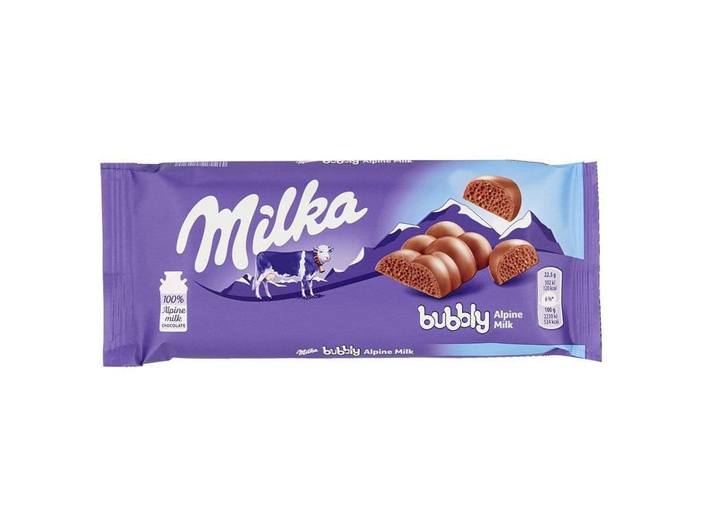 Milka Bubbly Alpine Milk Creamy European Chocolate Bar
