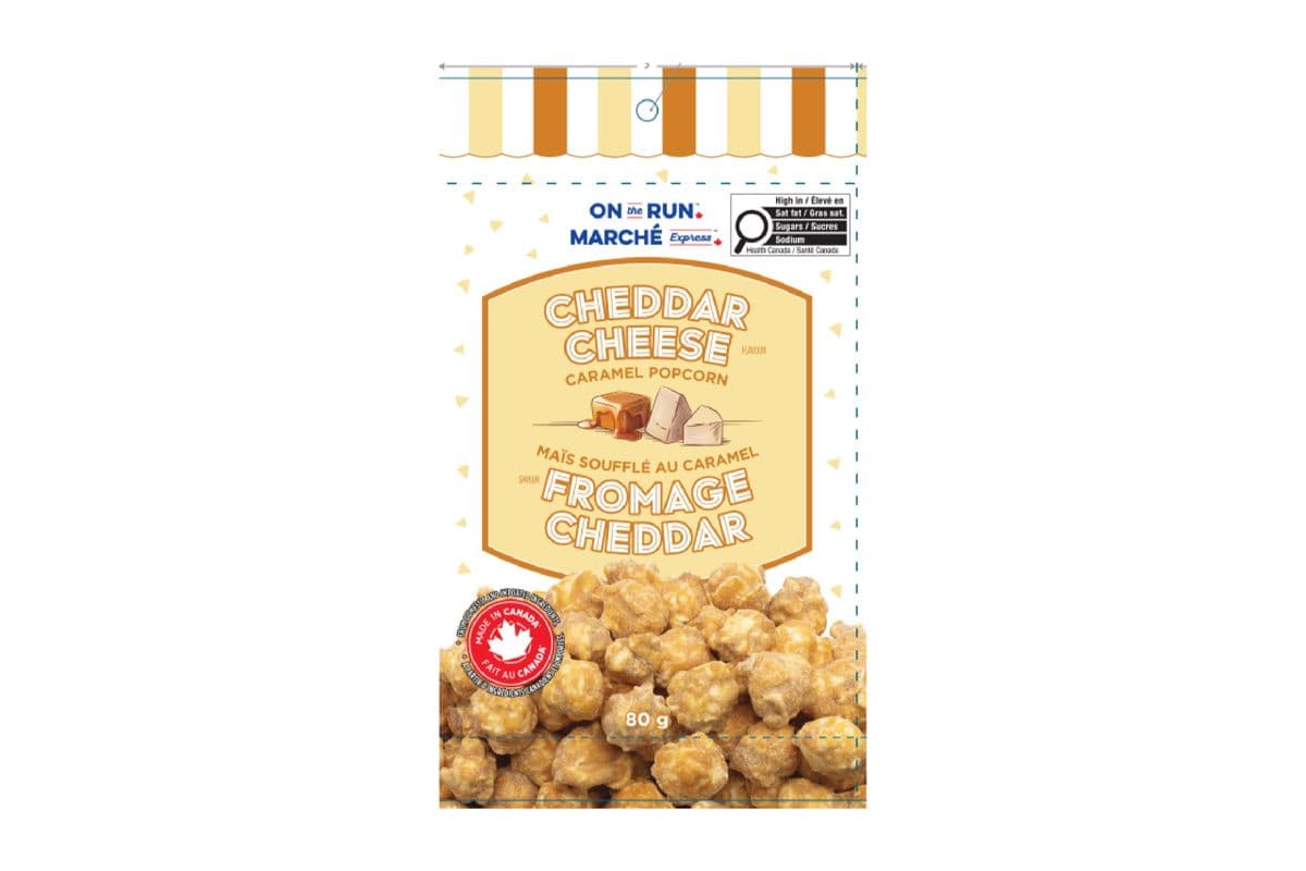 Marché Express Maïs Soufflé au Caramel Fromage Cheddar (80g) 77150 / On The Run Cheddar Cheese Caramel Popcorn (80g) 77150