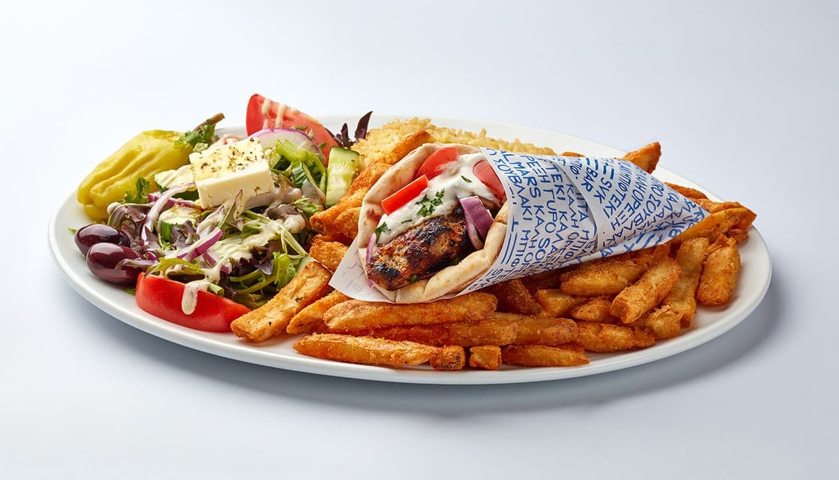 Plat de pita Bifteki (1 mc) / Bifteki Pita Plate (1 pc)