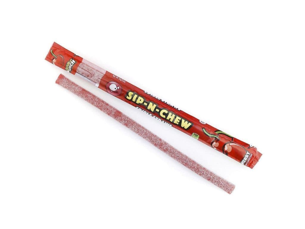 Sour Punch Sip and Chew Gummy Candy Straws 26g Cherry