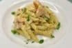 Penne al Salmone (penne pasta, Mascarpone Cheese, Fresh Pink Salmon File, fresh lemon zest)