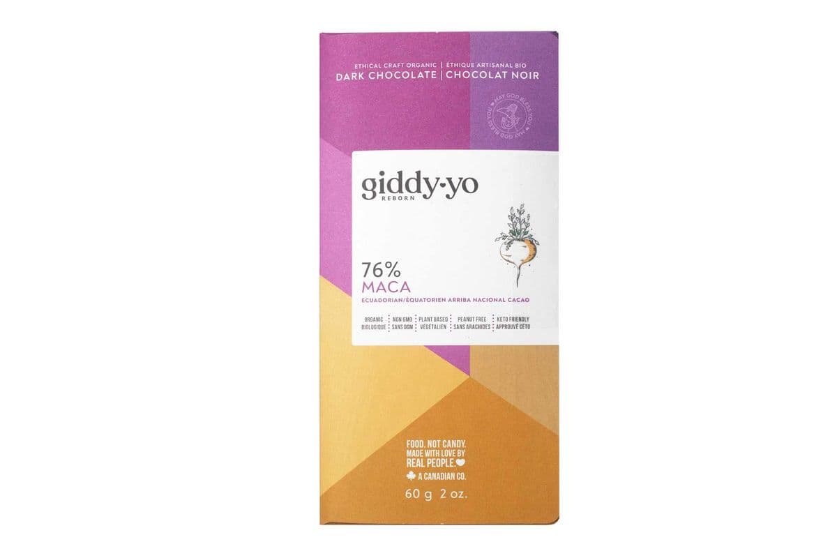 MACA 76% DARK CHOCOLATE, 60 G BAR, ORGANIC, VEGAN, FREE OF PEANUTS, DAIRY, GLUTEN, SOY, LAB TESTED, CEREMONIAL GRADE (60 g)