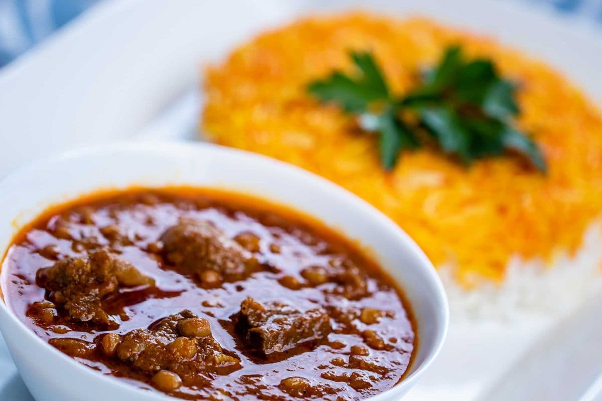 Gheymeh Stew and Basmati Saffron Rice