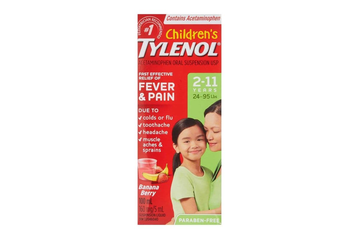 Children's Tylenol Fever & Pain Banana Berry 2-11 Years (100 ml)