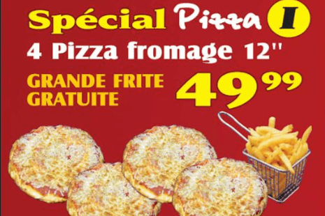 Special Pizza I - 4 Pizza Fromage 12" + Grande Frite