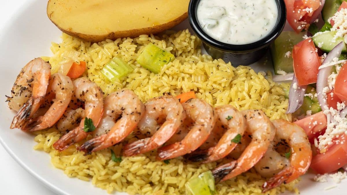 Garlic Prawn Souvlaki