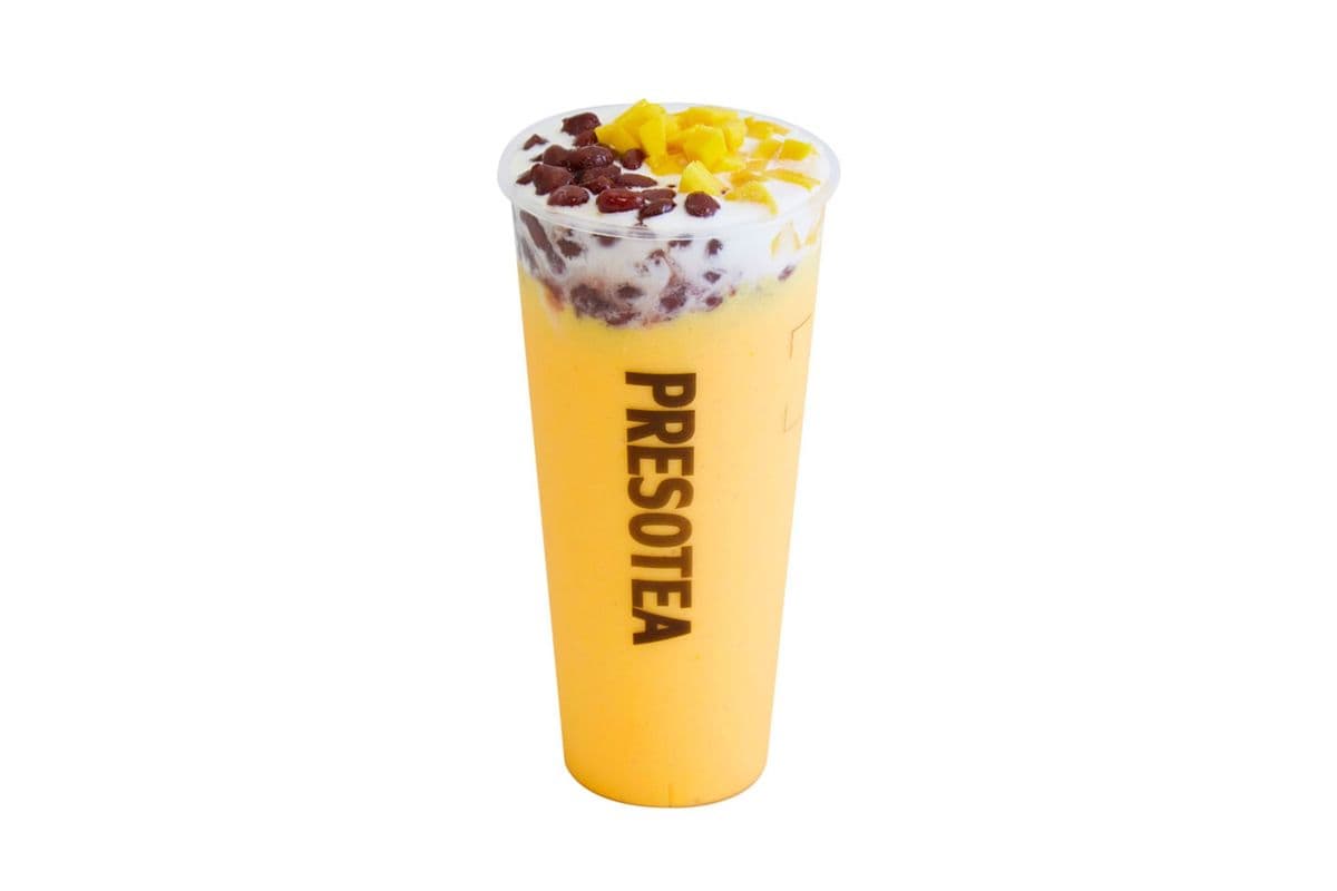 Fresh Mango Coconut Slush with Red Bean