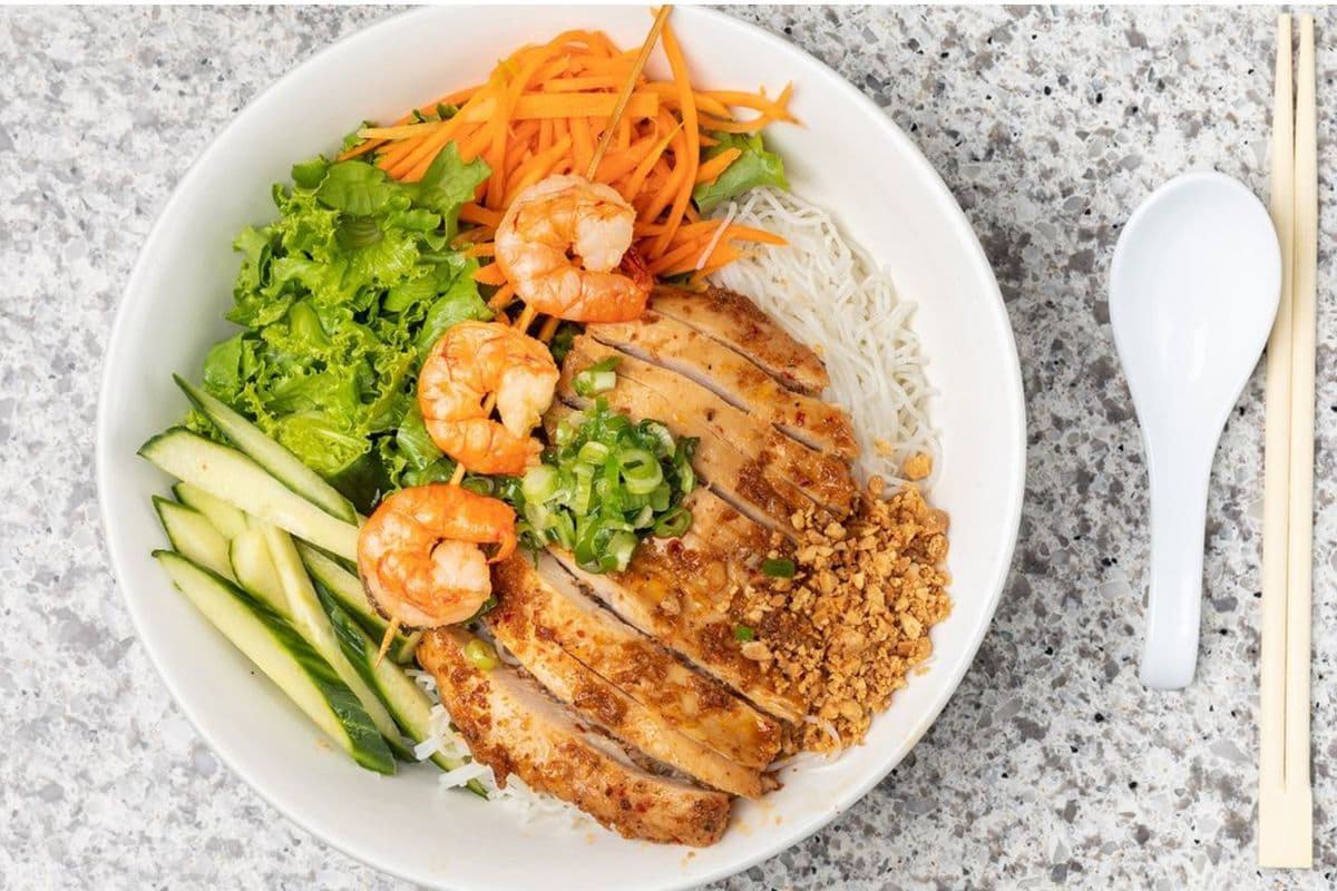 26. Grilled Shrimp and Lemongrass Chicken Vermicelli - Bun Tom Ga Nuong Sa