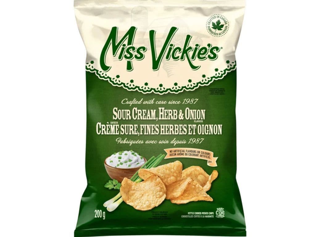 Miss Vickies Sour Cream Herb and Onion Kettle Cooked Potato Chips 200g