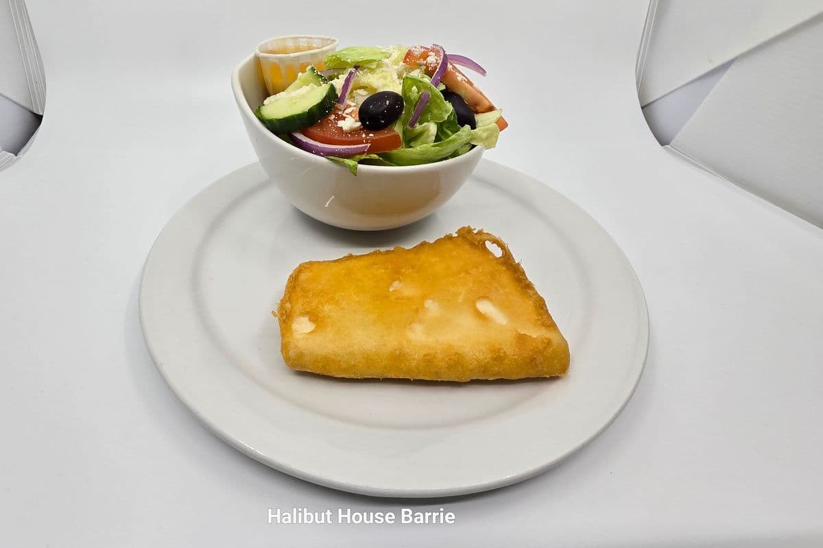 Lunch-Size Halibut and Greek Salad