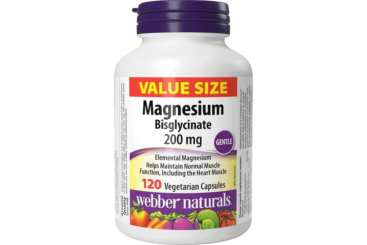 Webber Naturals Magnesium Bisglycinate 200mg Capsules (120 ct)