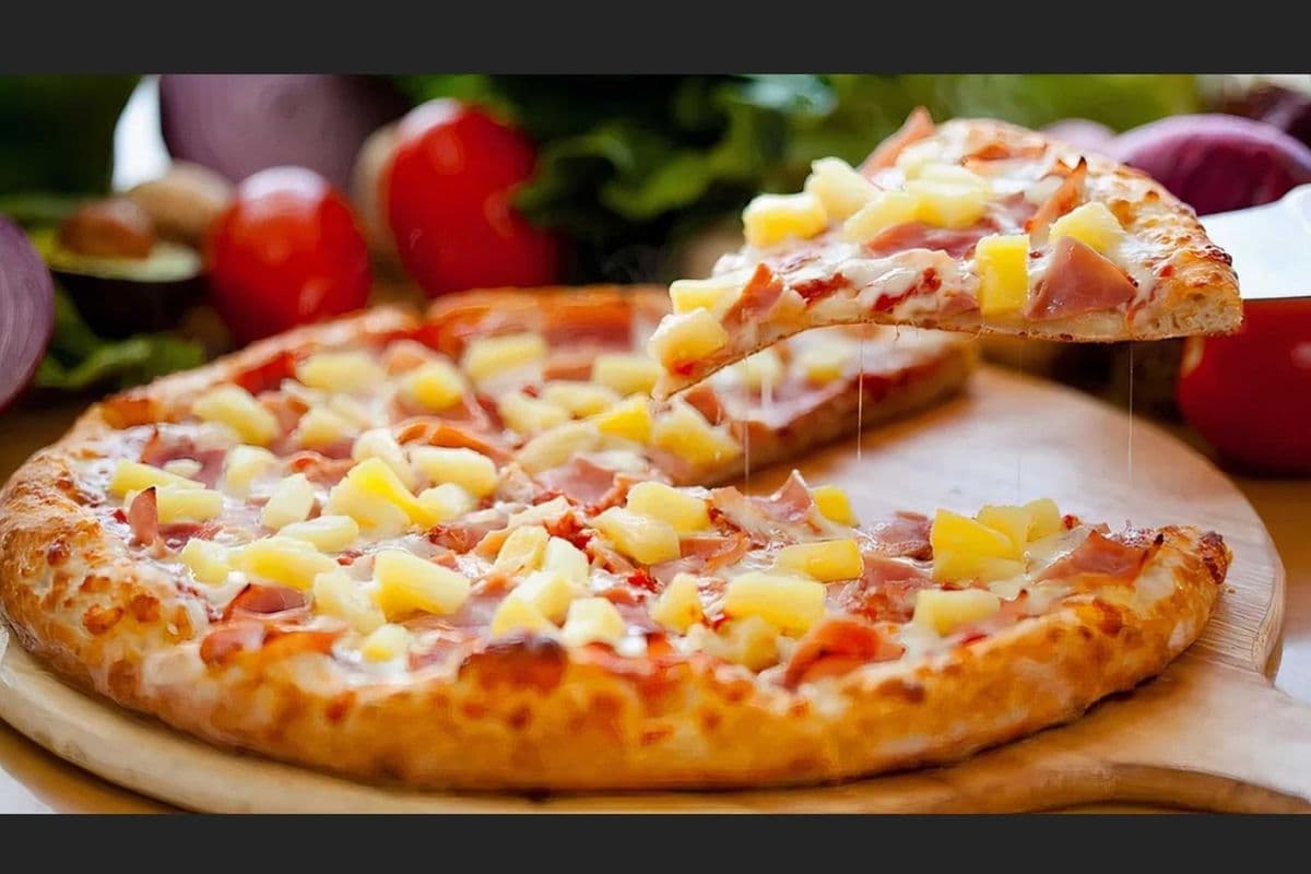 23. Extra-Large Pineapple and Bacon Pizza