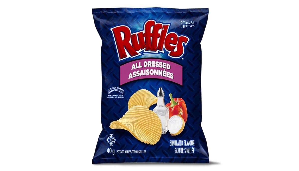 RUFFLES® Croustilles à saveur de Assaisonnées (côté)
