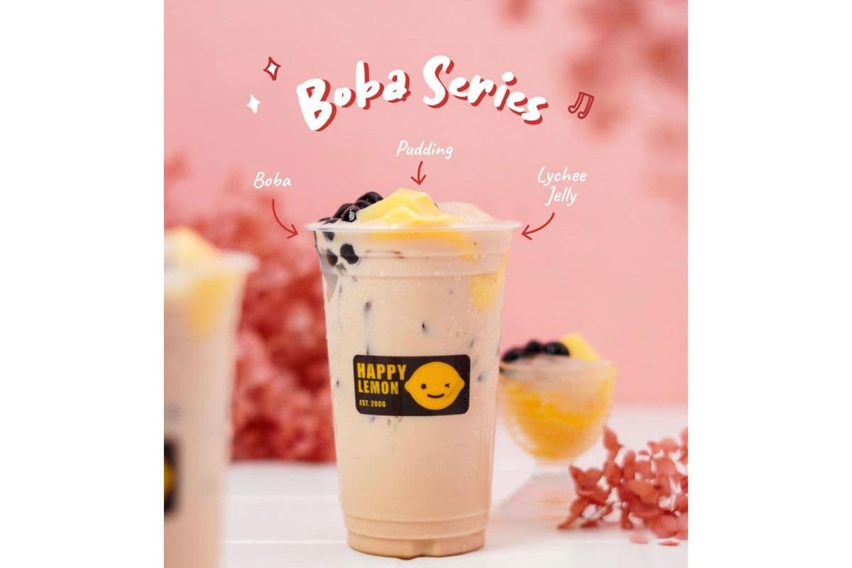 Milk Tea with Pudding, Lychee Jelly and Boba (Large)