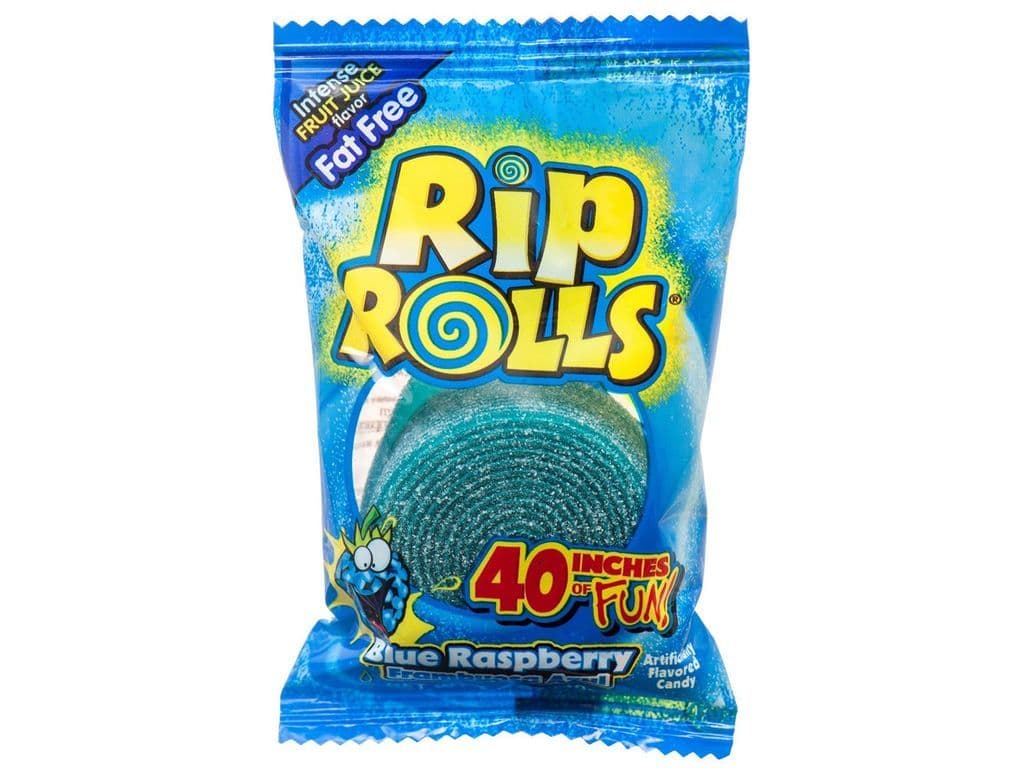 Rip Rolls Blue Raspberry Sour Candy