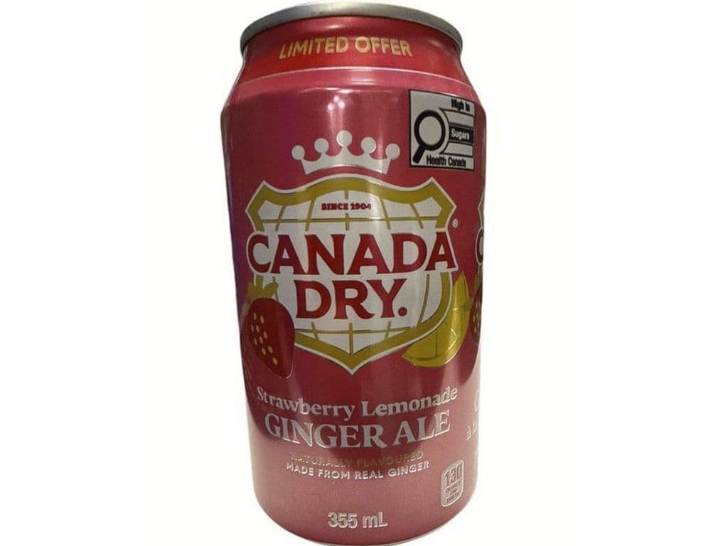 Canada Dry Strawberry Lemonade Ginger Ale Soda Pop 355ml Can