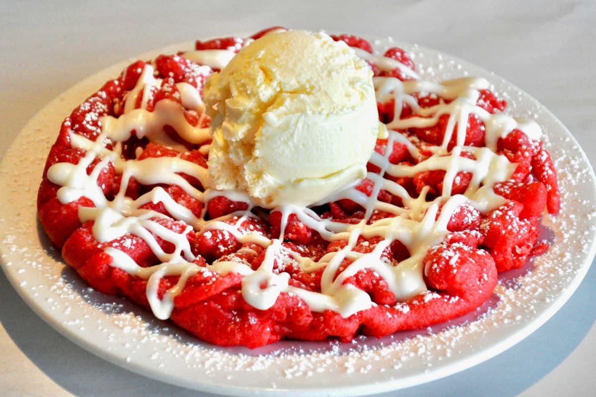 Fresh Red Velvet Funnel Cake