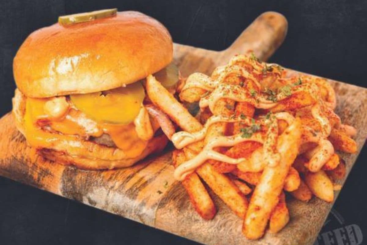 Road Side Burger with a side of masala fries