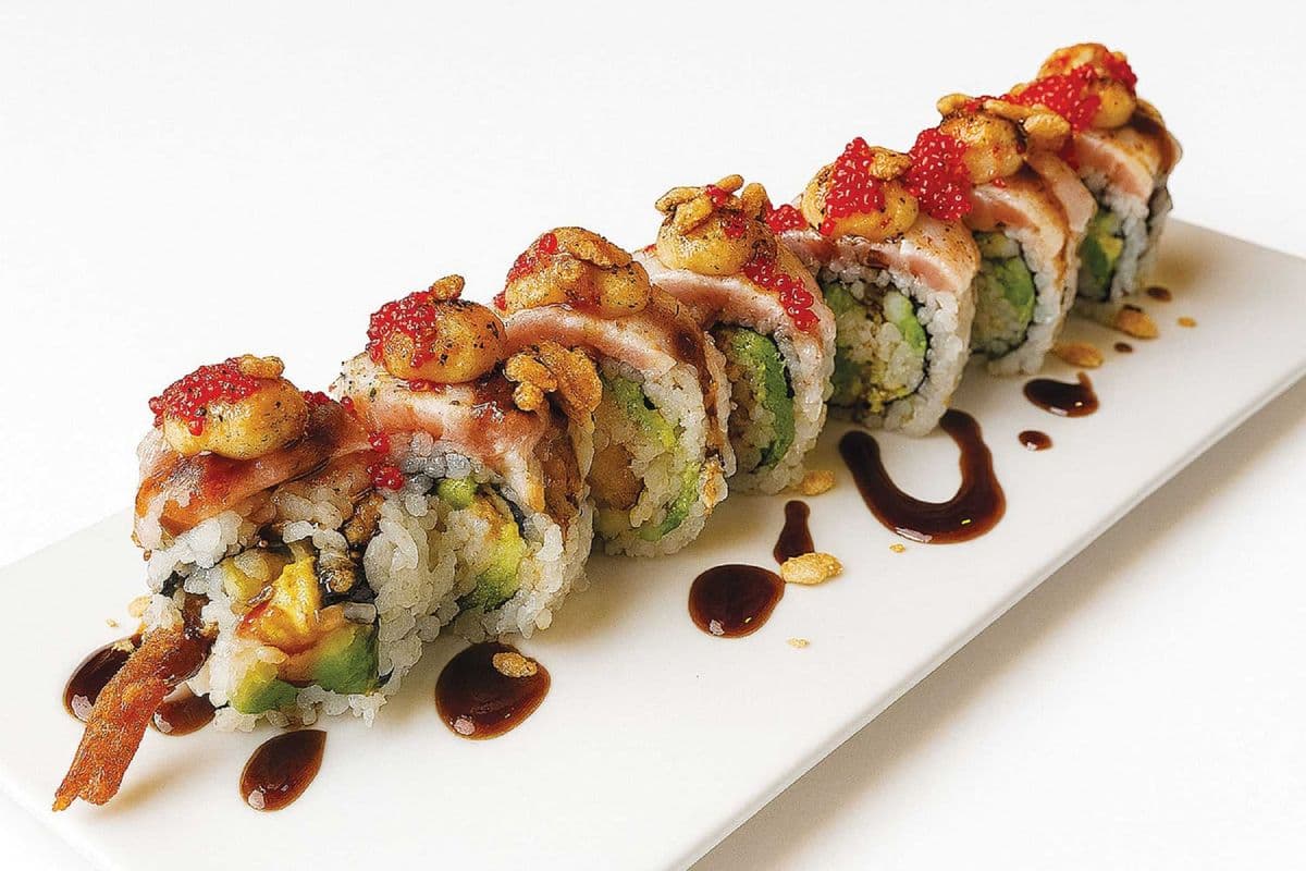 Hamachi on Fire Roll