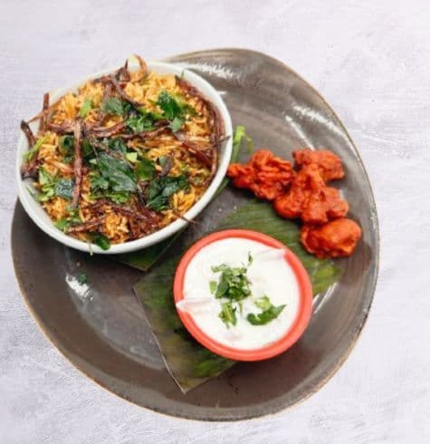 Veg Dum Biryani with Raita