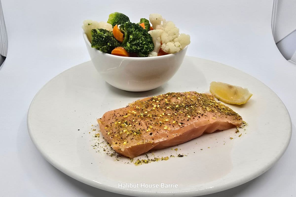 Grilled Atlantic Salmon and California-Style Vegetables