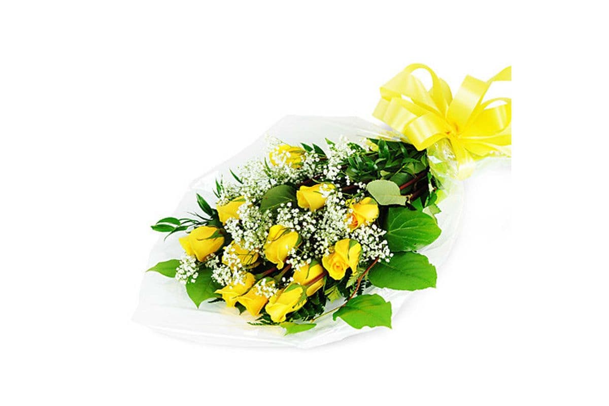 Perfect Wrapped Long-Stemmed Yellow Roses