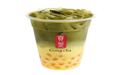 Matcha Mango Drink with Mango Kanten Jelly / MATCHA ÀLA MANGUE AVEC GELEE DE KANTEN À LA MANGUE