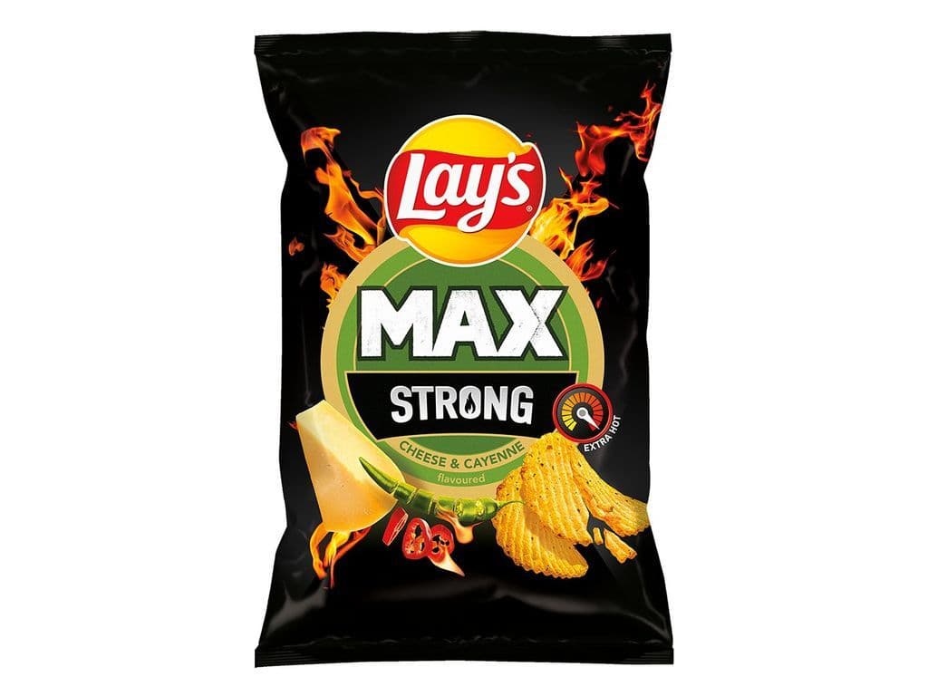 Lays Max Strong Cheese and Cayenne Polish Potato Chips 120g Cheesy and Spicy