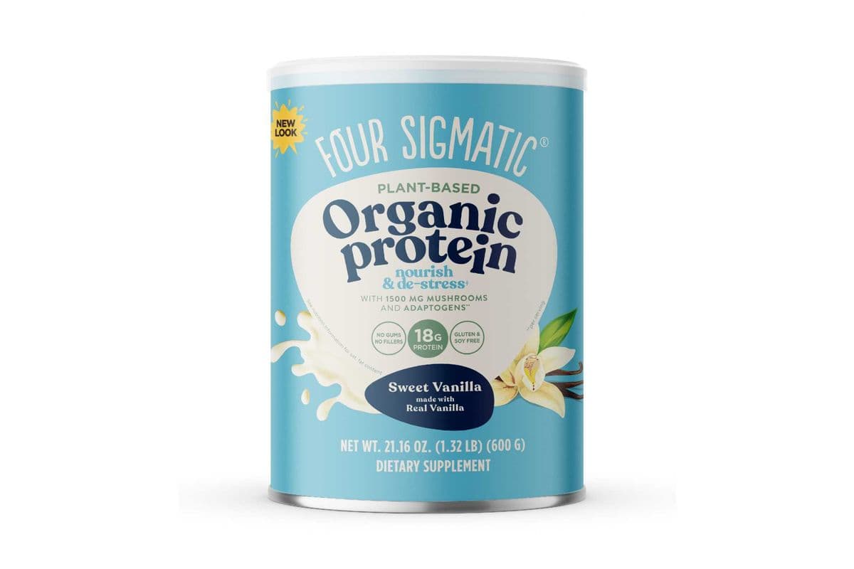 FOUR SIGMATIC PROTEIN POWDER, SWEET VANILLA FLAVOUR, 600 G, ORGANIC, VEGAN, WITH MUSHROOMS AND ADAPTOGENS (600 g)