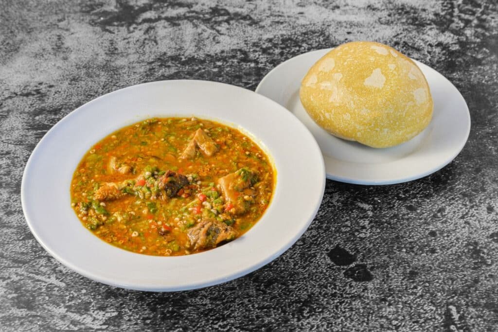 Yellow Eba, Okro, and Protein