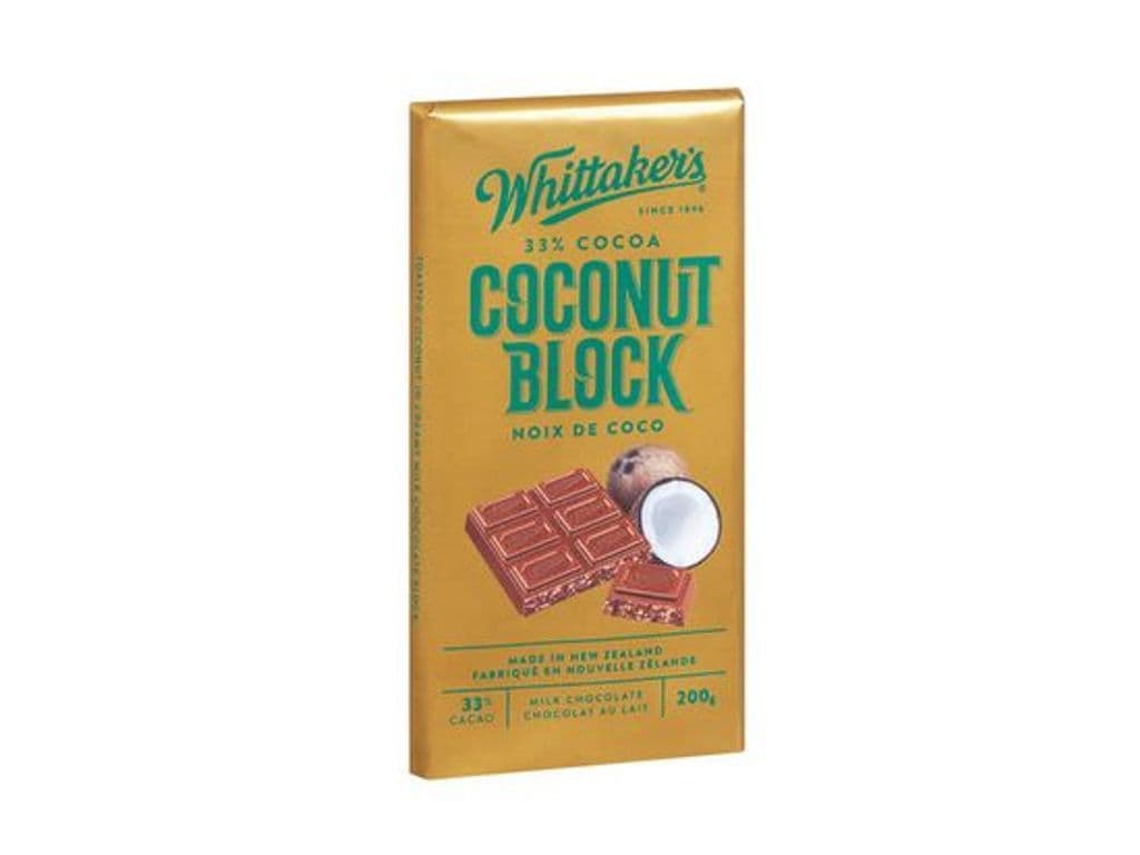 WHITTAKERāS COCONUT BLOCK CHOCOLATE 220G
